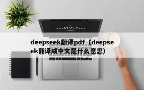 deepseek翻译pdf（deepseek翻译成中文是什么意思）